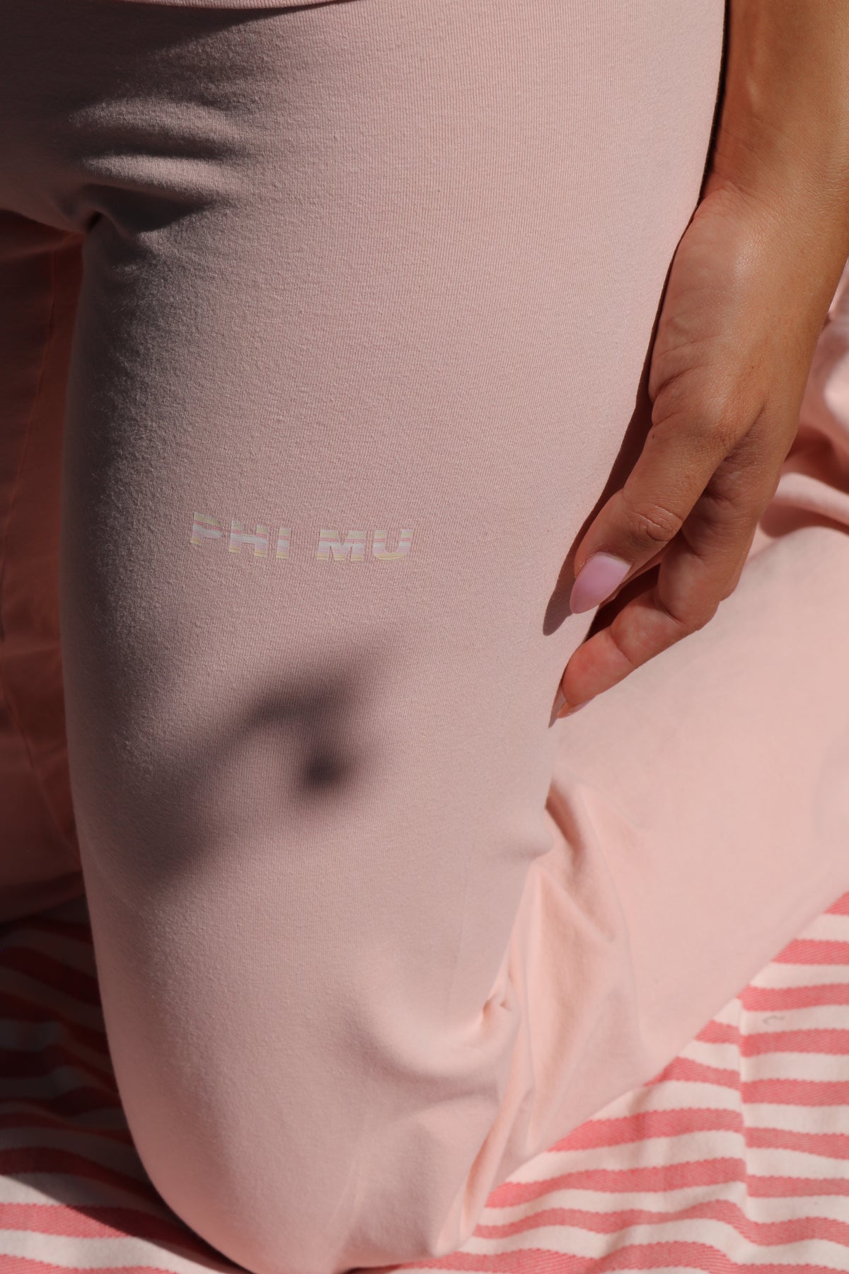 Pink Stripe Fold-Over Leggings
