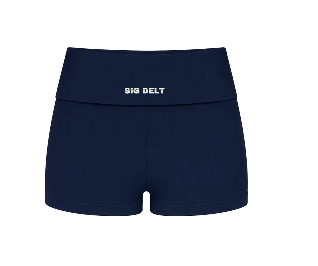Navy Stripe Fold-Over Shorts