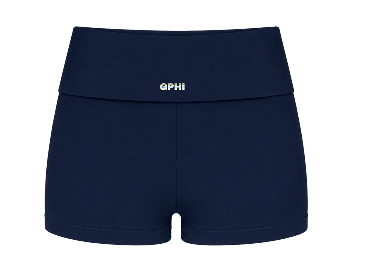 Navy Stripe Fold-Over Shorts