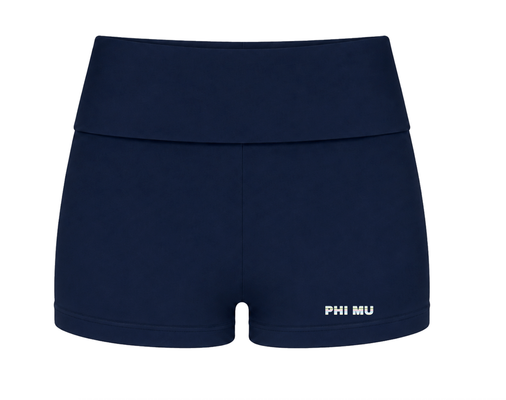Navy Stripe Fold-Over Shorts
