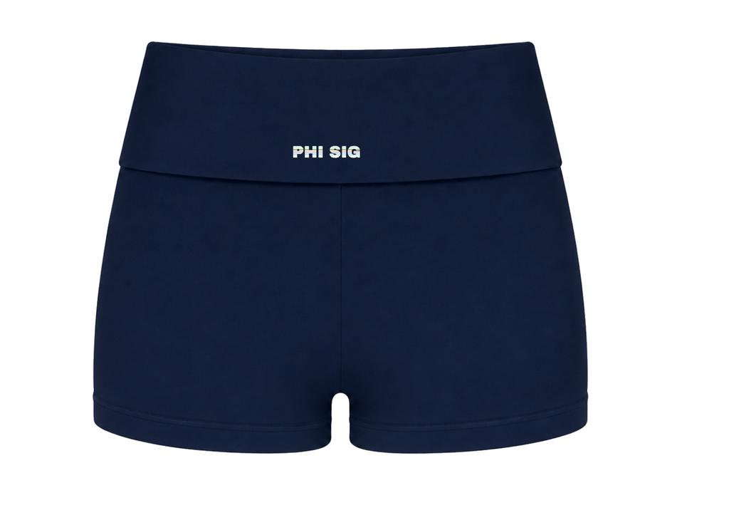 Navy Stripe Fold-Over Shorts