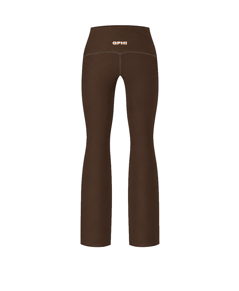 Brown Stripe Fold-Over Leggings