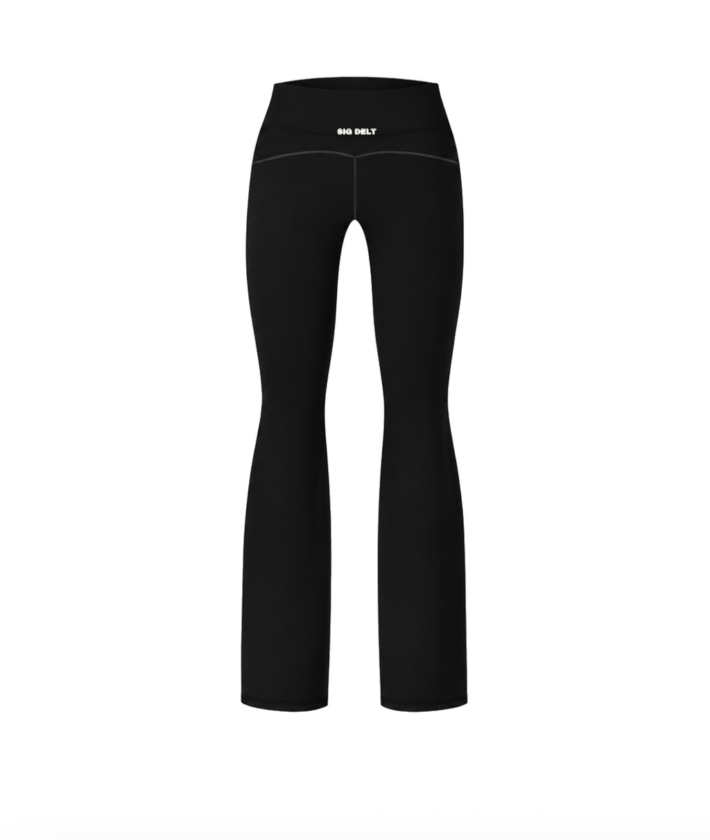 Black Stripe Fold-Over Leggings