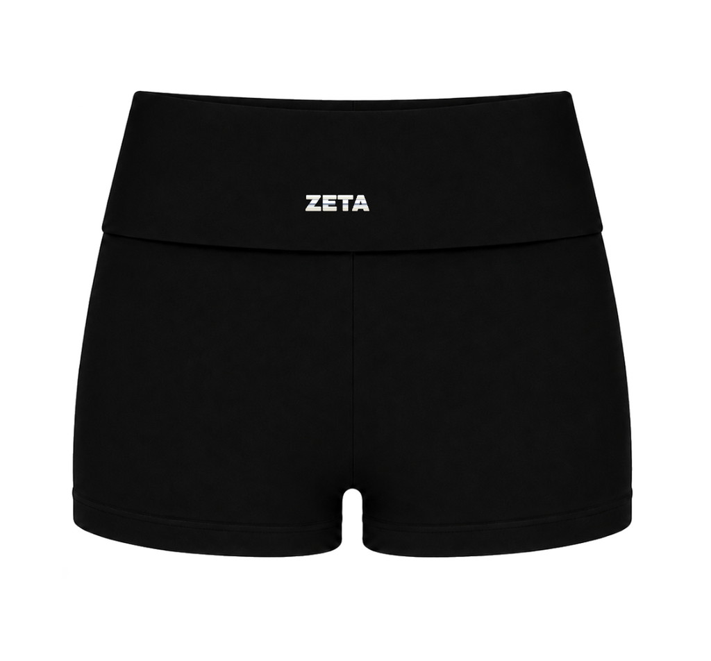 Black Stripe Fold-Over Shorts