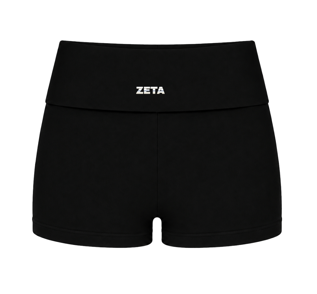 Black Stripe Fold-Over Shorts