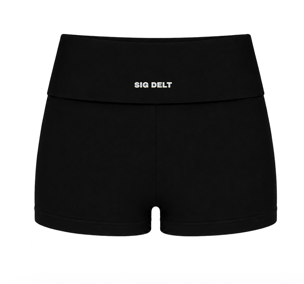 Black Stripe Fold-Over Shorts