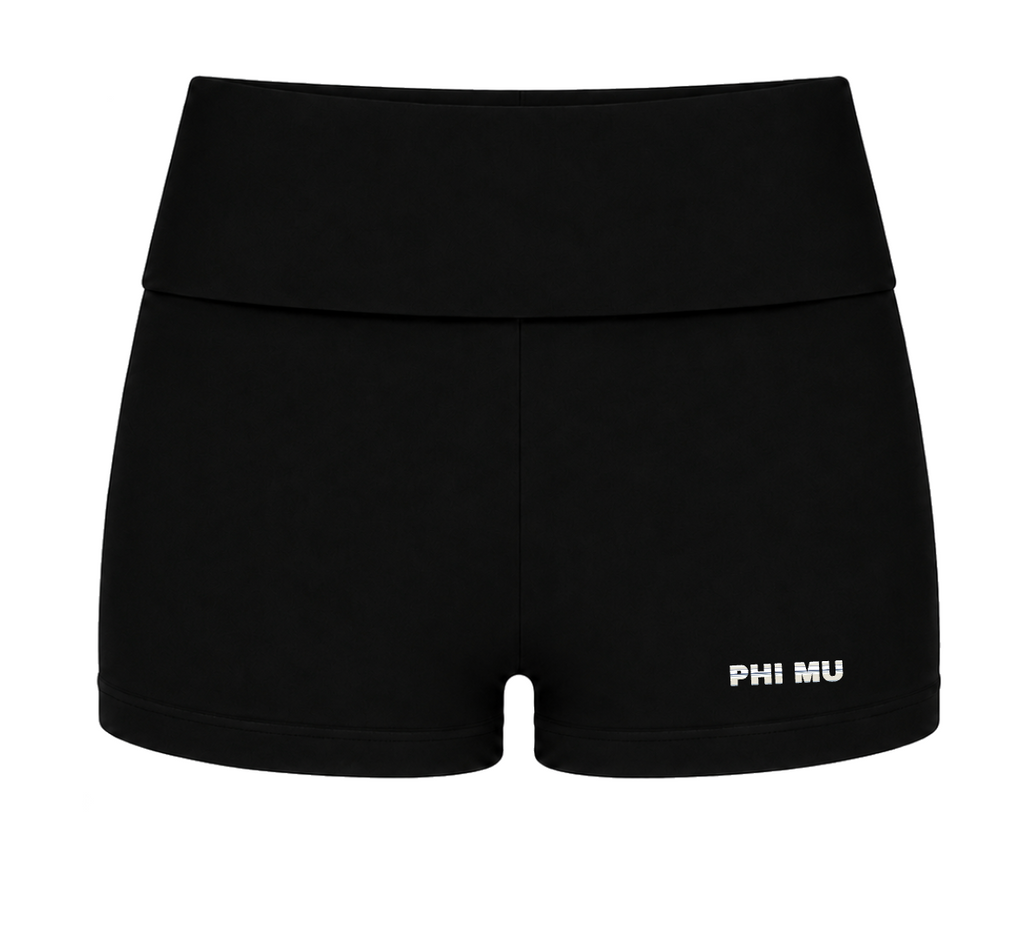 Black Stripe Fold-Over Shorts