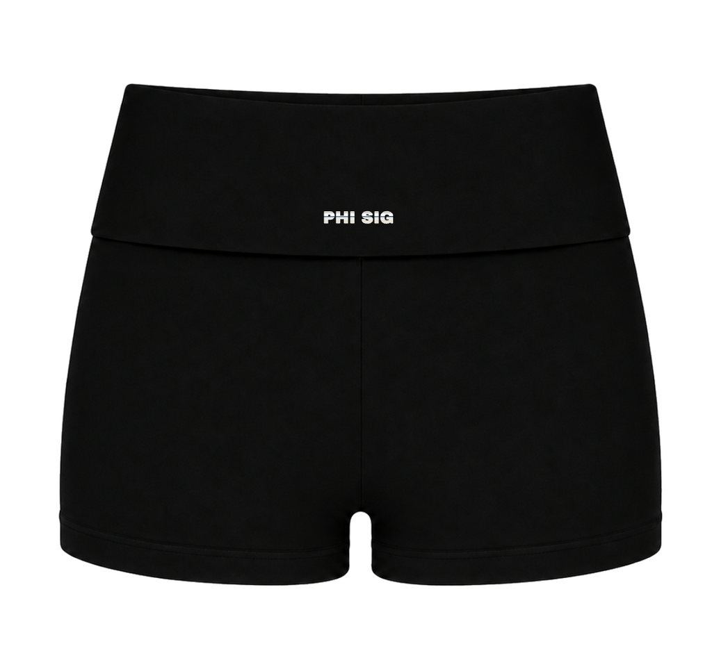 Black Stripe Fold-Over Shorts