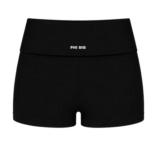 Black Stripe Fold-Over Shorts
