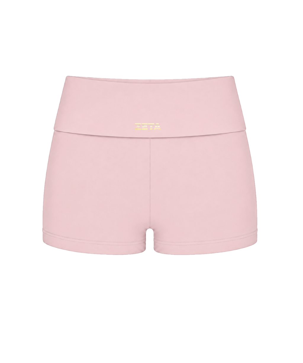 Pink Stripe Fold-Over Shorts